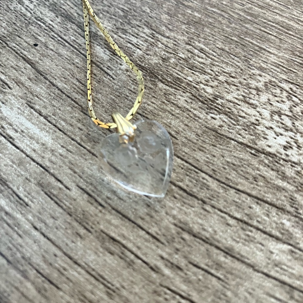 Vintage Gold Chain with Clear Heart Pendant